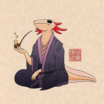Artwork thumbnail, Axolotl Philosopher With Bubble Pipe by DingHuArt
