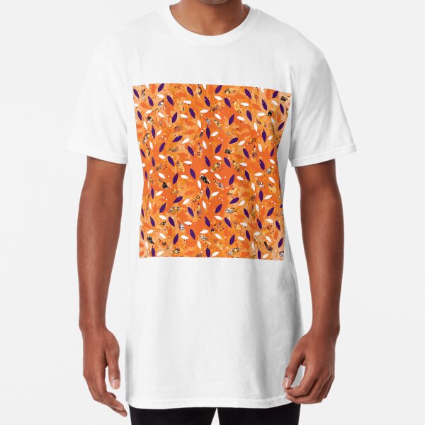 Halloween leaves on orange background MINI Long T-Shirt
