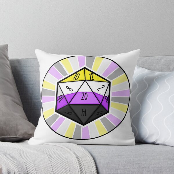 Item preview, Nonbinary Flag d20 designed and sold by Emma Stevens.