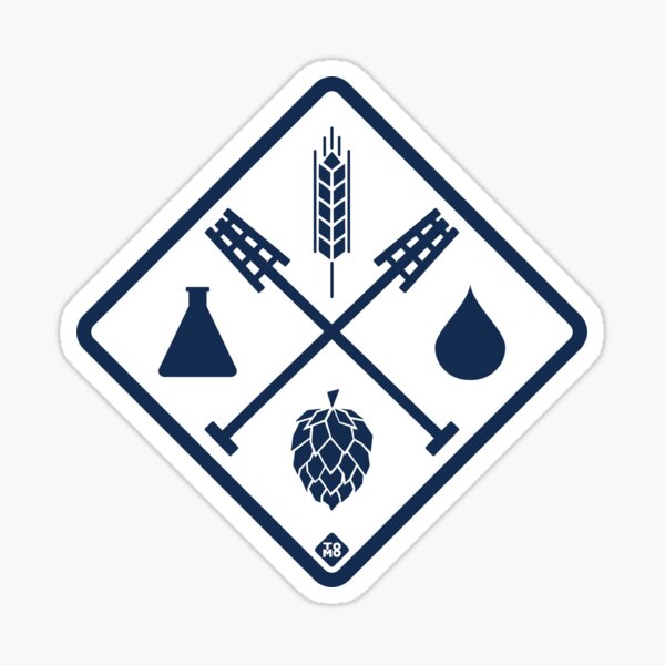 4 Basic Ingredients of Beer | Water, Yeast, Barley, Hops - Navy Sticker