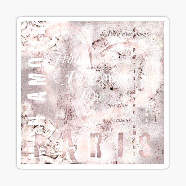 From Paris With Love Shabby Chic Collage white berry Sticker