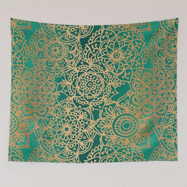 Item preview, Teal Green and Gold Mandala Pattern New 2020 designed and sold by Julie Erin Designs.