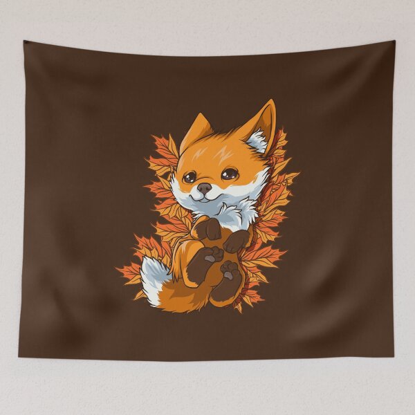 Item preview, Red Fox Baby Animal Autumn Leaves designed and sold by Maria Garcia.