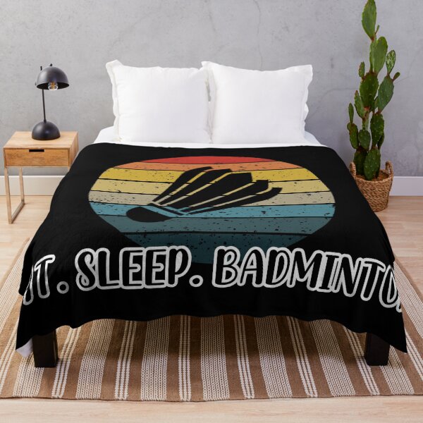 Item preview, Eat Sleep Badminton Retro Sunset designed and sold by SawDawDesigns.