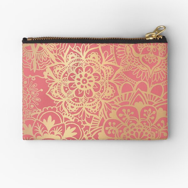 Vista previa del artículo con la obra «Patrón de mandala en color rosa coral y dorado», diseñado y vendido por Julie Erin Designs.