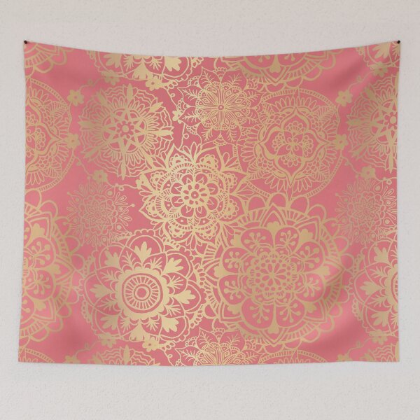 Item preview, Coral Pink and Gold Mandala Pattern designed and sold by Julie Erin Designs.