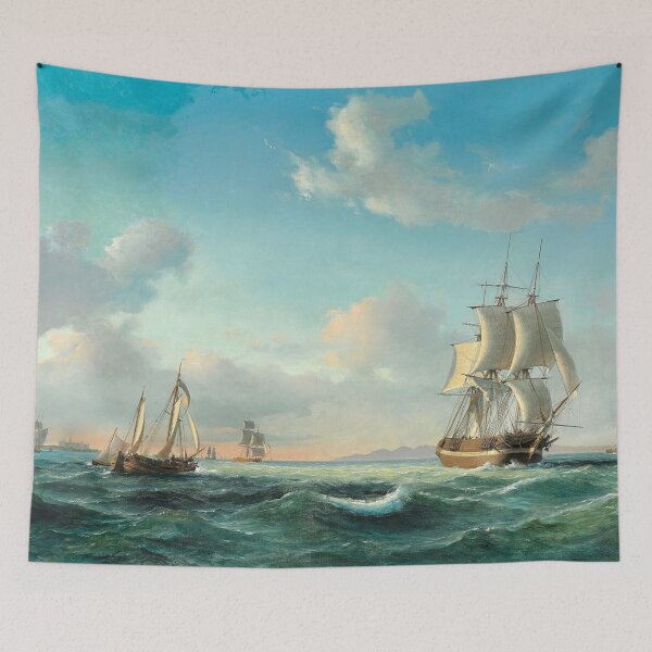 Item preview, The Sailing Ship Johanna and other Vessels in Sundet off Kronborg Castle - Anton Melbye - 1849 designed and sold by CJET.