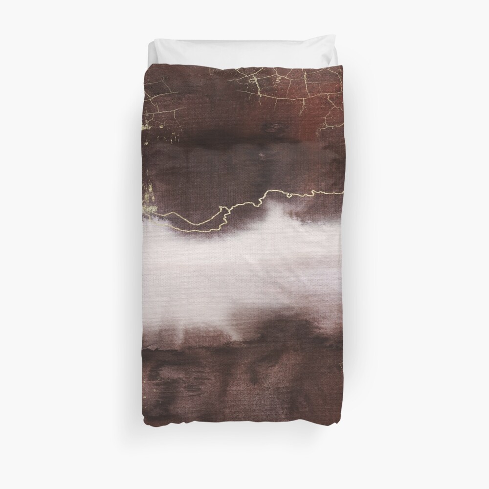 "Modern Earthy Brown and Gold Abstract" Duvet Cover by ...