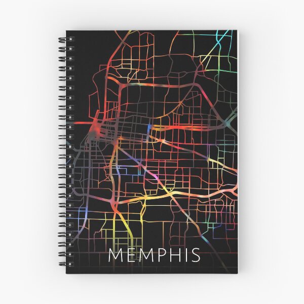 Artikelvorschau, Memphis City Street Map Dunkler Modus entworfen und verkauft von map-lover.