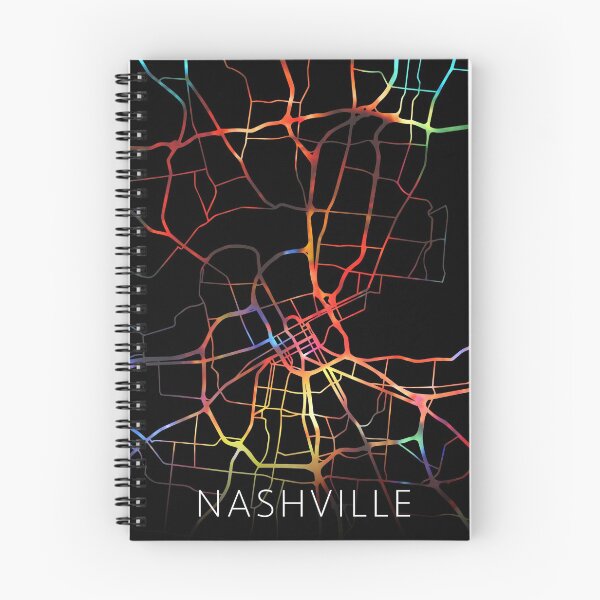 Artikelvorschau, Nashville City Street Map Dunkler Modus entworfen und verkauft von map-lover.