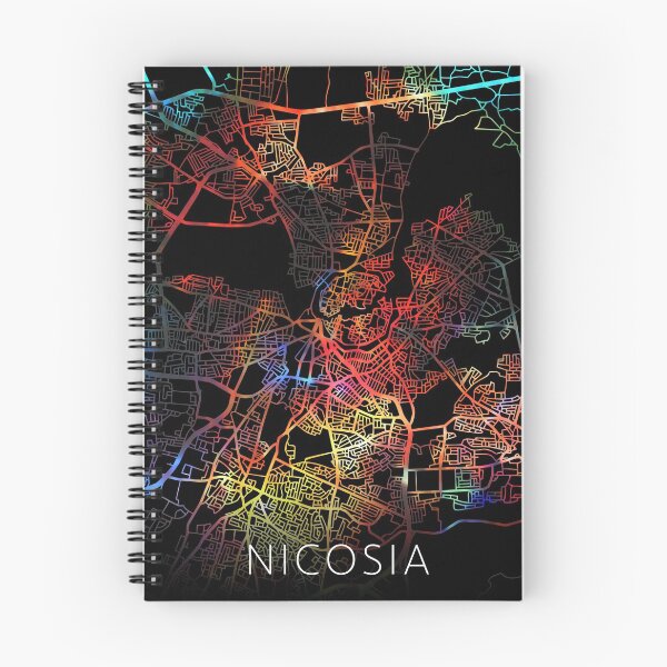 Artikelvorschau, Nikosia City Street Map Dunkler Modus entworfen und verkauft von map-lover.
