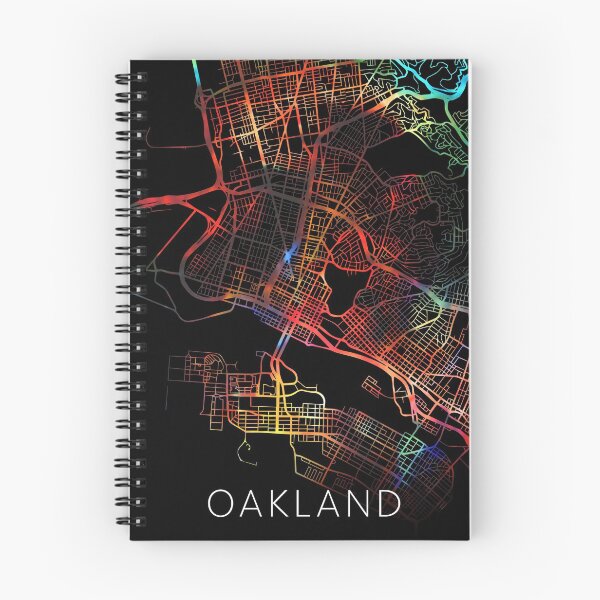 Artikelvorschau, Oakland City Street Map Dunkler Modus entworfen und verkauft von map-lover.