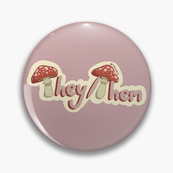 Item preview, They/Them Mushroom Pronoun Stickers/Pins/Masks designed and sold by Tasiarty.
