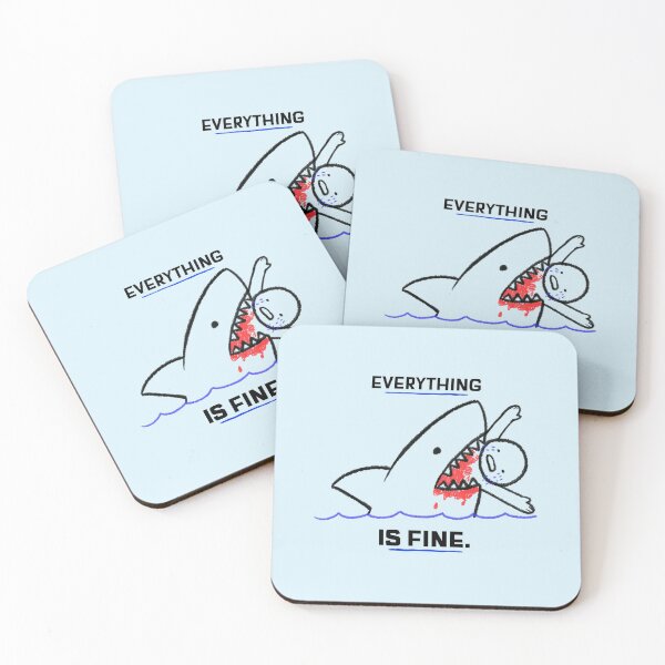 Item preview, "Everything is FINE" Eaten by a Shark designed and sold by MixedBagMerch.