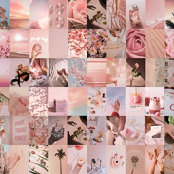 90 Wall Collage Kit Photos Boujee Rose Gold Tones Aesthetic 