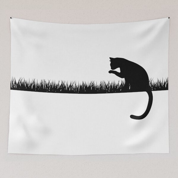 Item preview, Cat Licking On Grass Field (Black) designed and sold by BunnyPrinceDegn.
