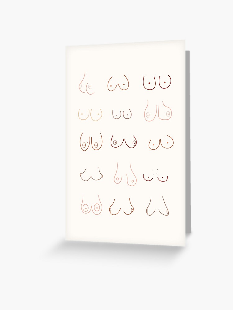 Boobs Lines - Minimalist Boobs Art - Colourful Greeting Card for