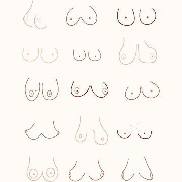 Boobs Lines - Minimalist Boobs Art - Colourful Sticker for Sale