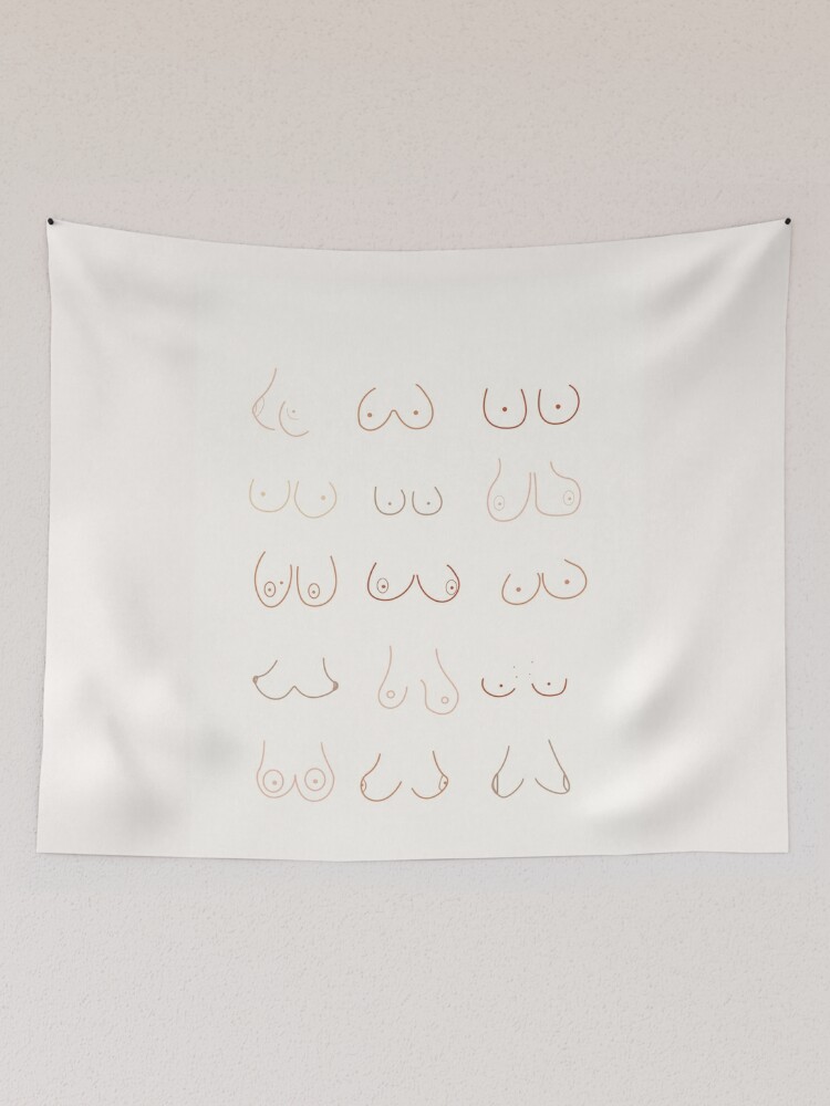 Boobs Lines - Minimalist Boobs Art - Colourful Greeting Card for