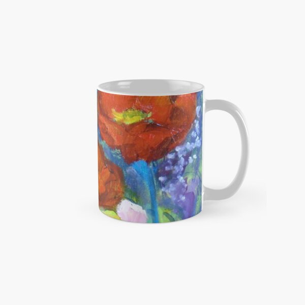 Red Poppies on Blue Classic Mug