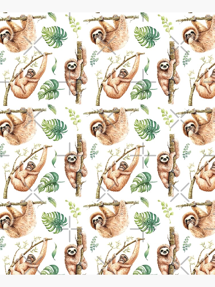 Sloths Chilling Out Watercolour Pattern. by erinnn41