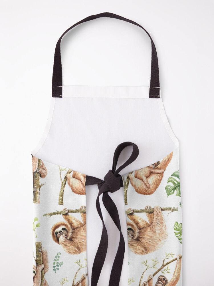 Alternate view of Sloths Chilling Out Watercolour Pattern. Apron