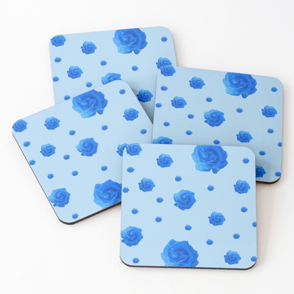 Item preview, Cute Blue Rose, Blue Background Floral Print | Blue Flowers designed and sold by WhatThePop.