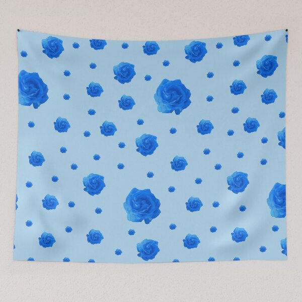 Item preview, Cute Blue Rose, Blue Background Floral Print | Blue Flowers designed and sold by WhatThePop.