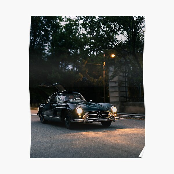 A4 A3 A2 Size Car Silhouette POSTER MERCEDES BENZ 300SL GULLWING