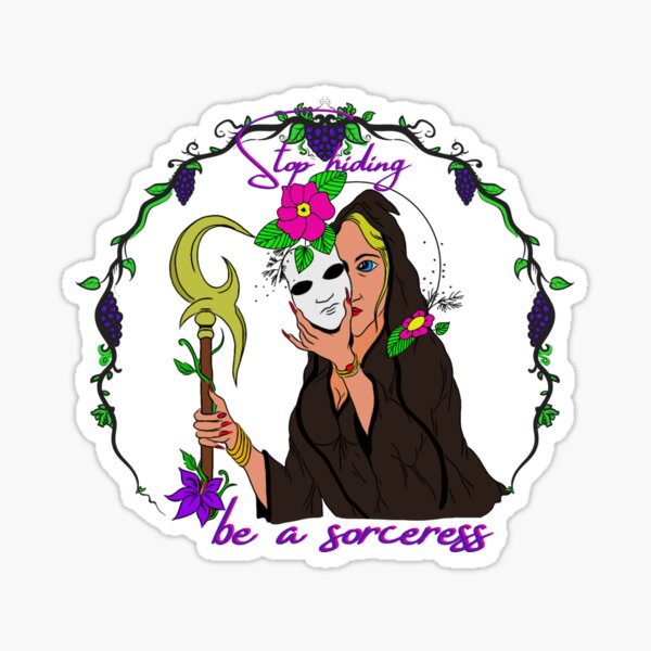 A witch and a mask - Halloween Sticker