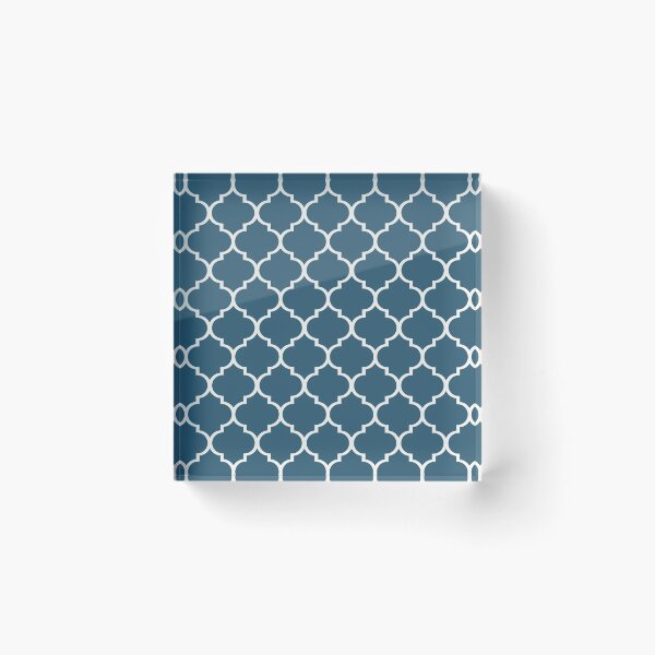 Item preview, Deep Blue and Cream White Moroccan Trellis Pattern designed and sold by James Prince.