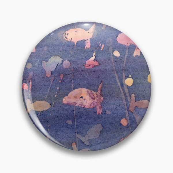 Item preview, aquarium watercolor painting with colorful fish designed and sold by rysunki-malunki.