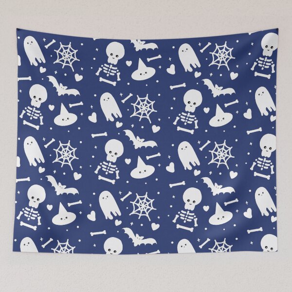 Item preview, Halloween Ghost Bat Hat Skeleton Pattern Illustration designed and sold by Moodyandmellow.