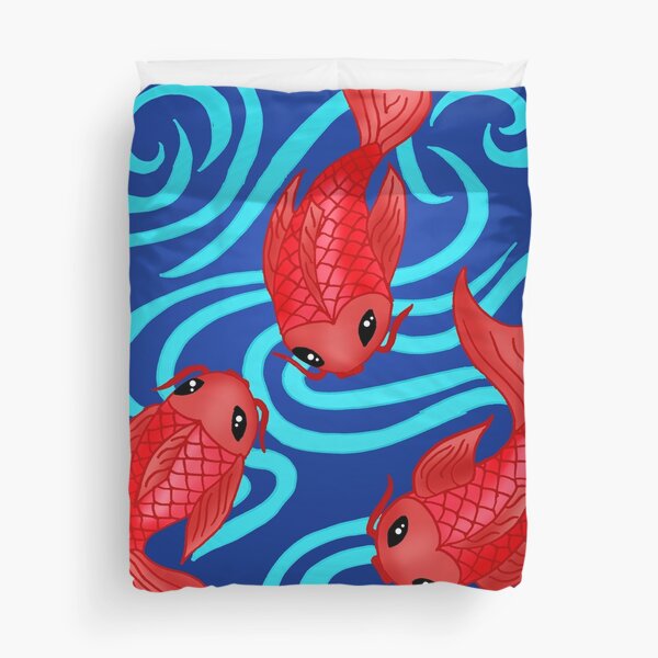 Carpas Koi - Peces "kawaii" estilo tela de kimono Funda nórdica