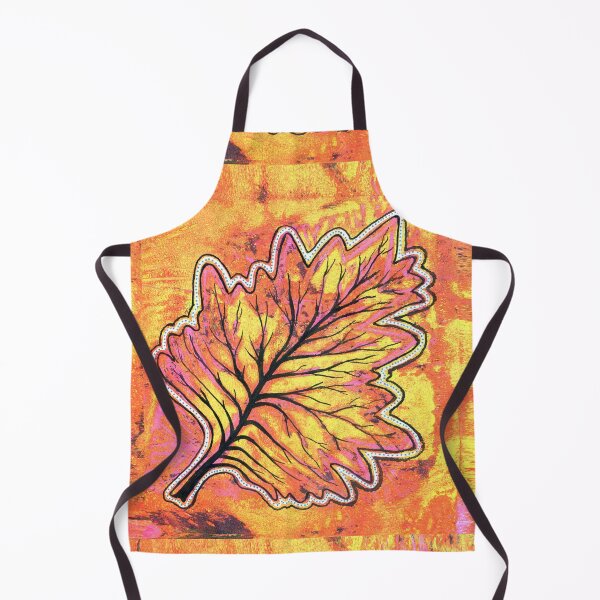 Artikelvorschau, Autum Leaf Monoprint mit Tinte in Originalfarbe entworfen und verkauft von Heatherian.