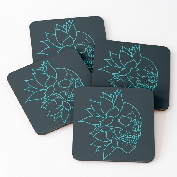 Item preview, Electric skull and blue water lilies designed and sold by BV-creas.