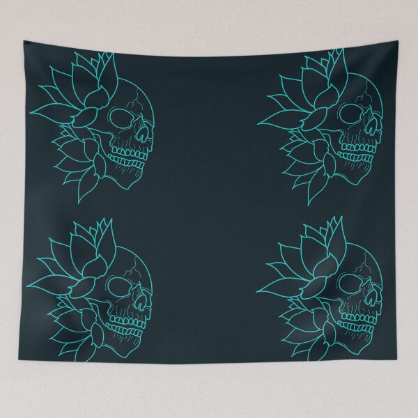 Item preview, Electric skull and blue water lilies designed and sold by BV-creas.