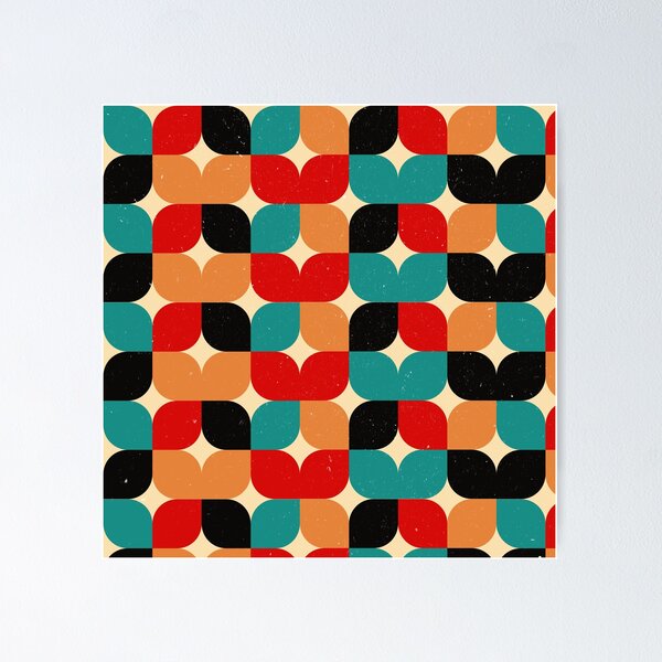 Item preview, Retro red blue Orange Geometric pattern designed and sold by PlusAdore.
