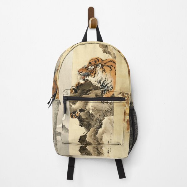 Item preview, THREE JAPANESE TIGERS ON THE ROCKS in Gold Yellow Grey Hues designed and sold by BulganLumini.