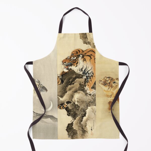 Item preview, THREE JAPANESE TIGERS ON THE ROCKS in Gold Yellow Grey Hues designed and sold by BulganLumini.