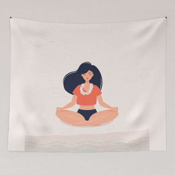 Item preview, Brunette Girl Who Practices Yoga Lotus Pose By Sea designed and sold by paradiskt.