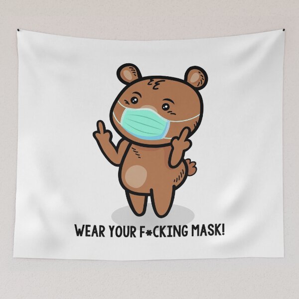 Item preview, WEAR YOUR MASK Sheeple - Funny, cute Bear Mask Cartoon meme - Baa follow me designed and sold by originalsusie.