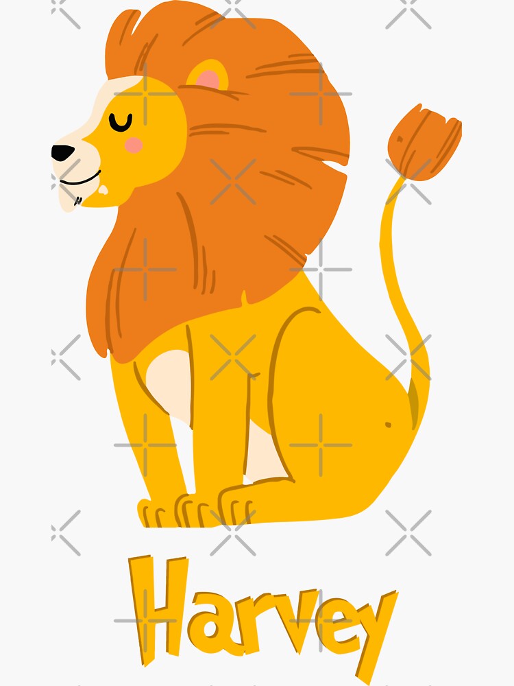 "Harvey Lion Baby Boy Wild Animal Name" Sticker by HelloFromAja Redbubble