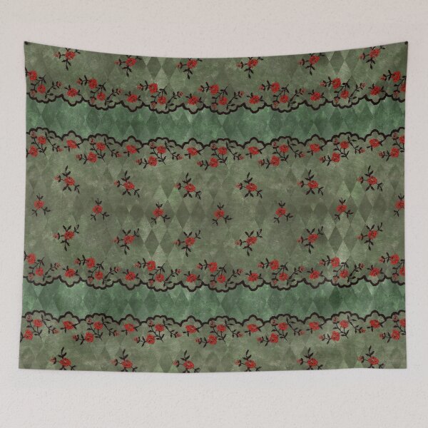 Item preview, Gothic Green and Red Flowers designed and sold by Dreamflight.