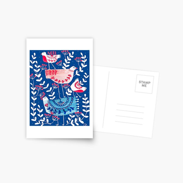 Little birds & leaves Noël Postcard