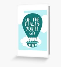Oh the Places You'll Go - Green Hot Air Balloon Greeting Card