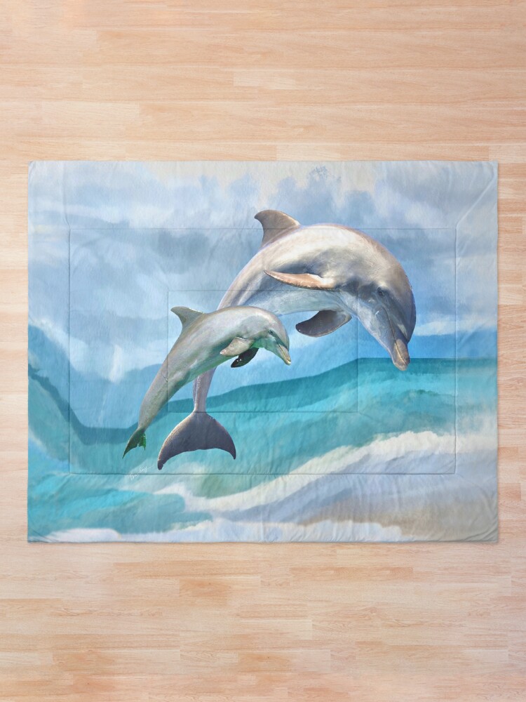 Juego de Colcha Azul Delfines