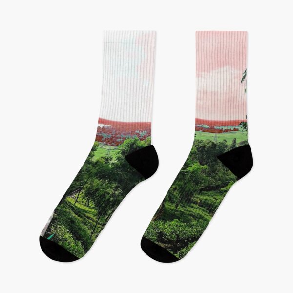 Item preview, Hill View of Green Trees and Red Sky designed and sold by Indra Agrawal.