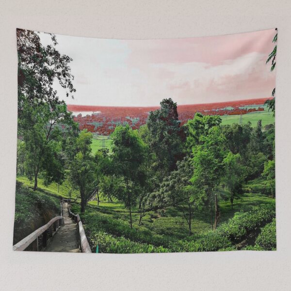 Item preview, Hill View of Green Trees and Red Sky designed and sold by Indra Agrawal.