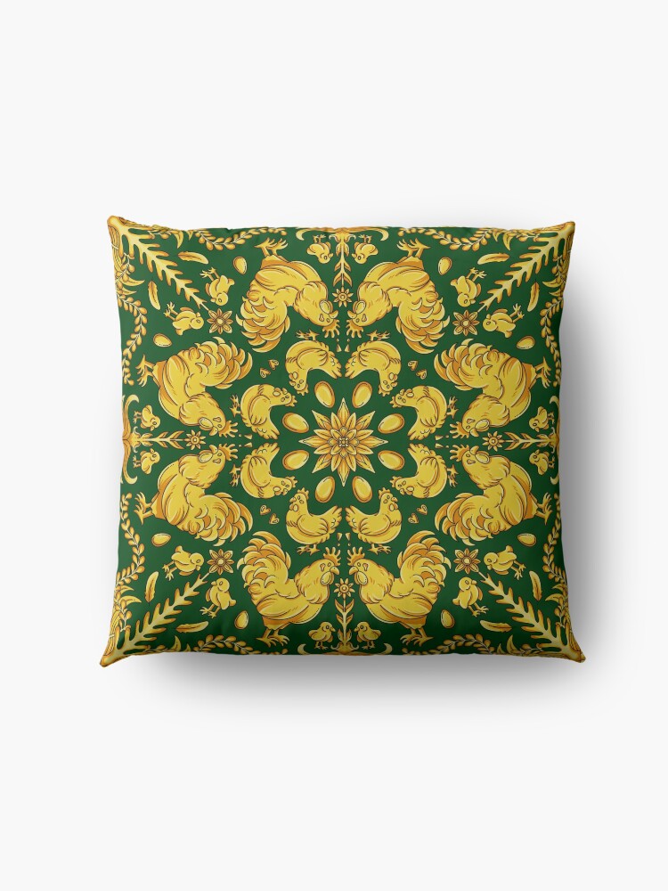 Alternate view of Designer Chicken - Green Floor Pillow